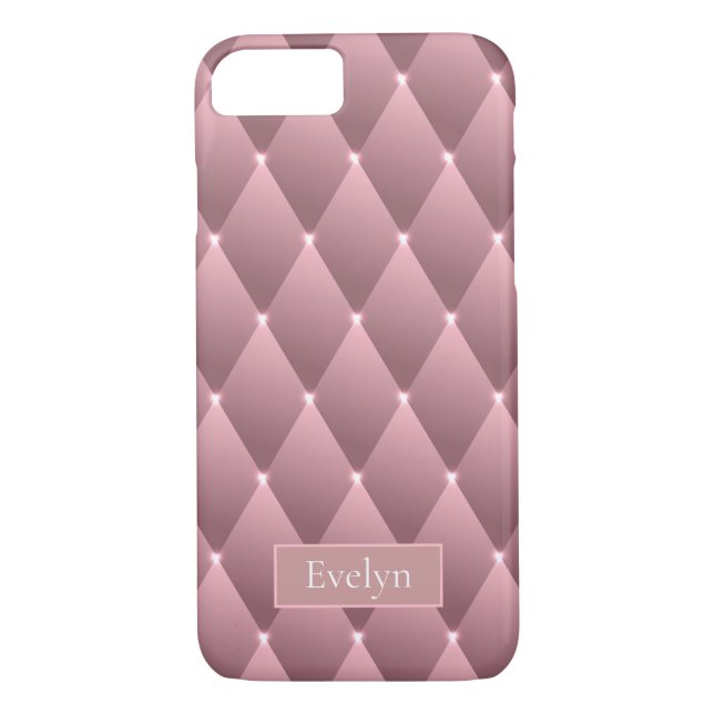 Elegant Purple Rhombus Name Case-Mate iPhone Case (Back)