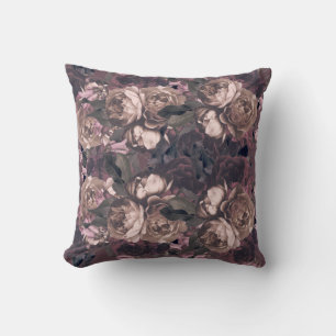 Elegant Purple Rose Floral Botanical Throw Pillow