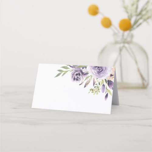 Elegant Purple Rose Floral Wedding Place Card