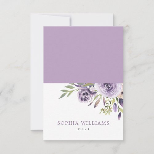 Elegant Purple Rose Floral Wedding Place Card