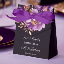 Elegant purple rose gold peonies floral birthday favor boxes