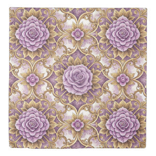Elegant Purple Rose & Gold Vintage Pattern Duvet Cover