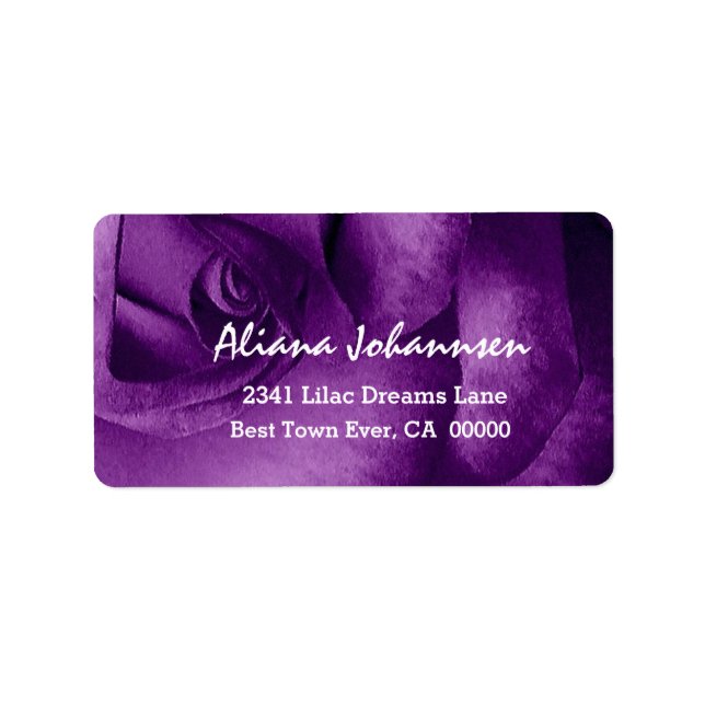 Elegant PURPLE Rose Wedding Label V04 (Front)