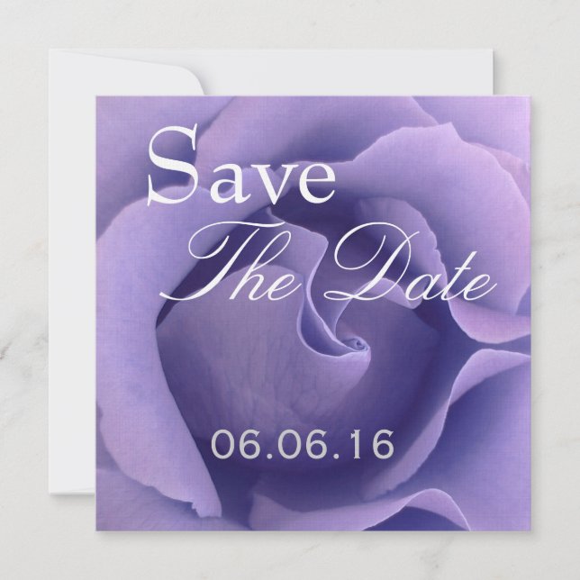 Elegant PURPLE Rose Wedding Save the Date Invite (Front)