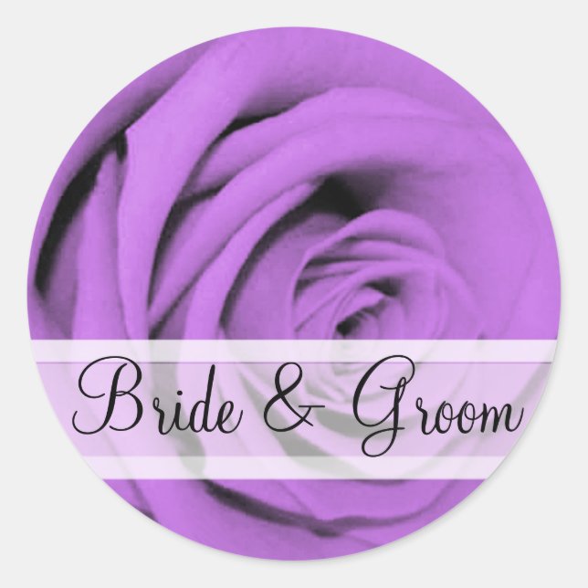 Elegant Purple Rose Wedding Stickers (Front)
