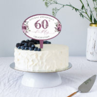 Elegant Purple Roses 60th Birthday Cake Pick
