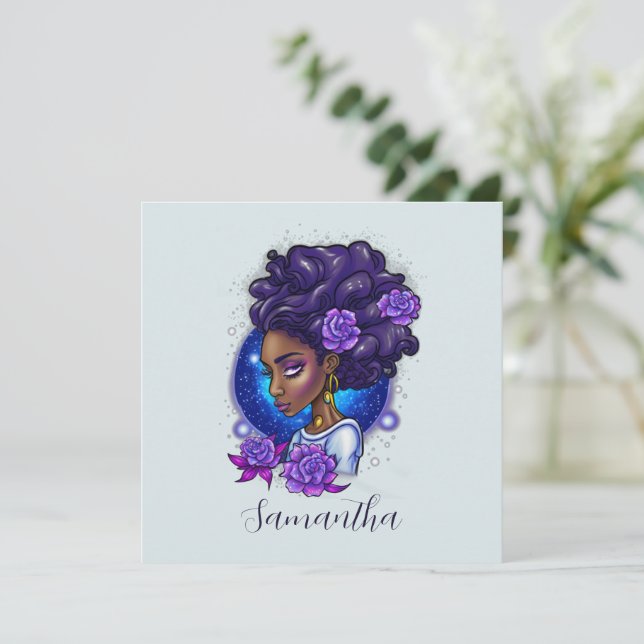 Elegant Purple Roses Afro Woman (Standing Front)