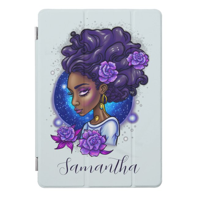 Elegant Purple Roses Afro Woman iPad Pro Cover (Front)