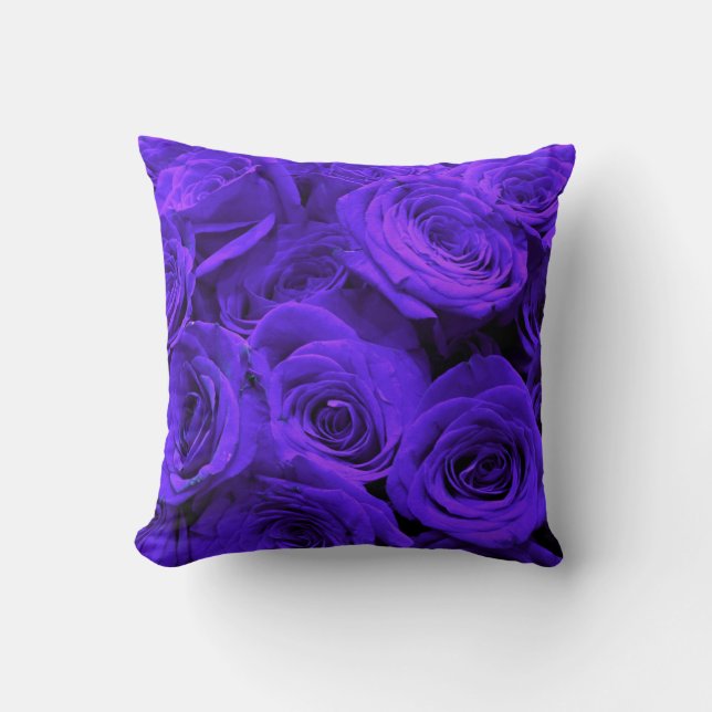 Elegant purple roses floral flowers throw pillow (Front)