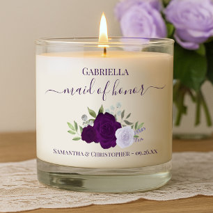 Elegant Purple Roses Maid of Honor Wedding Gift Scented Candle