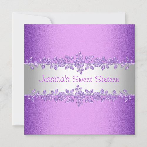 Elegant Purple Roses Sweet Sixteen Birthday Invitation