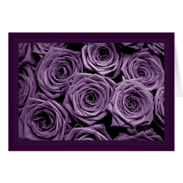 Elegant Purple Roses Valentine's Cards (Front Horizontal)