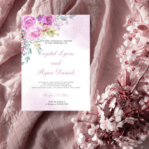 Elegant Purple Roses Wedding Invitation