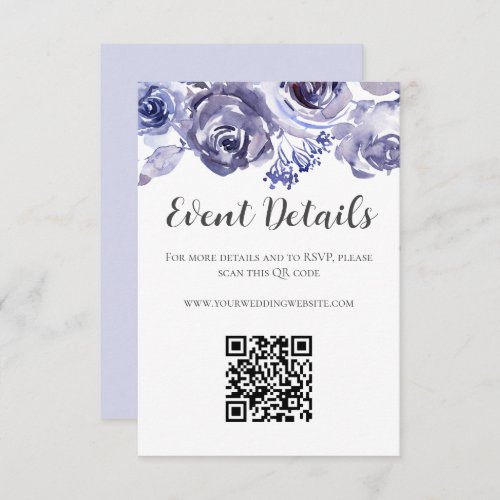 Elegant Purple Roses Wedding Website QR Code RSVP Card