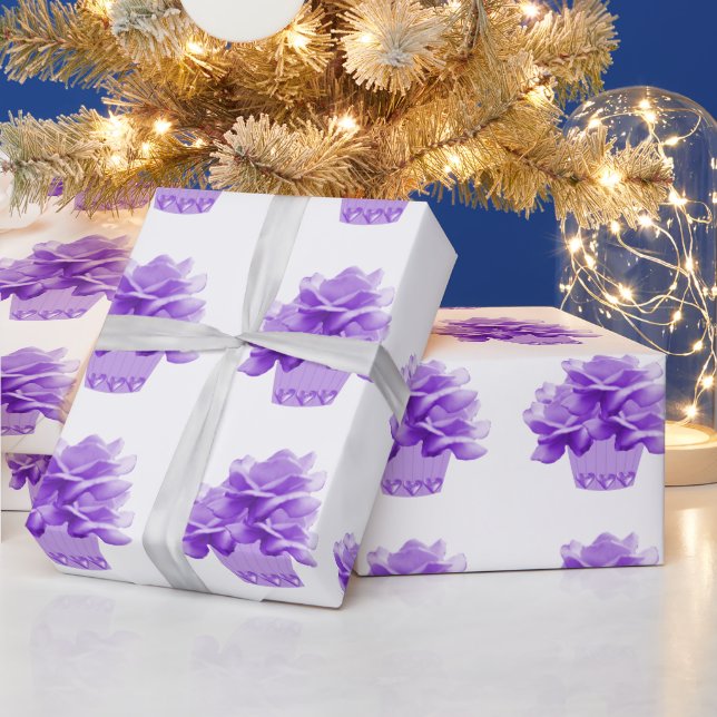 Elegant Purple Roses Wrapping Paper (Holidays)