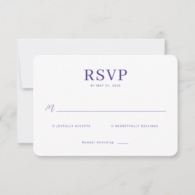 Elegant Purple RSVP Card (Front)