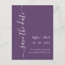 Elegant Purple Save the Date  Announcement Postcard