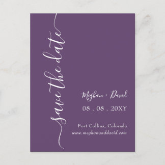 Elegant Purple Save the Date Announcement Postcard