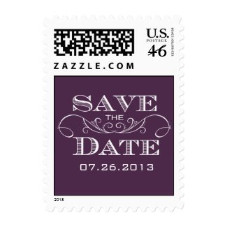 Modern Purple Save the Date Stamps