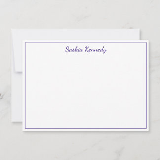 Elegant Purple Script Border Personalized Note Card