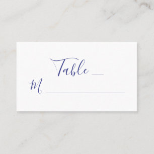 Elegant Purple Script Calligraphy on White Wedding Place Card