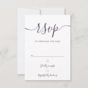 Elegant Purple Script Modern Wedding RSVP Card