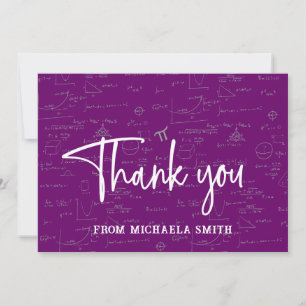 Elegant Purple Script Typography Math Graduation Thank You Card
