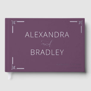 Elegant Purple Scrollwork Foil Guest Book