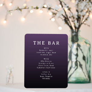 Elegant Purple Serif Bar Menu Foam Board