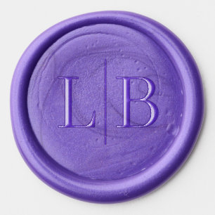 Elegant Purple Serif Wedding Wax Seal Sticker