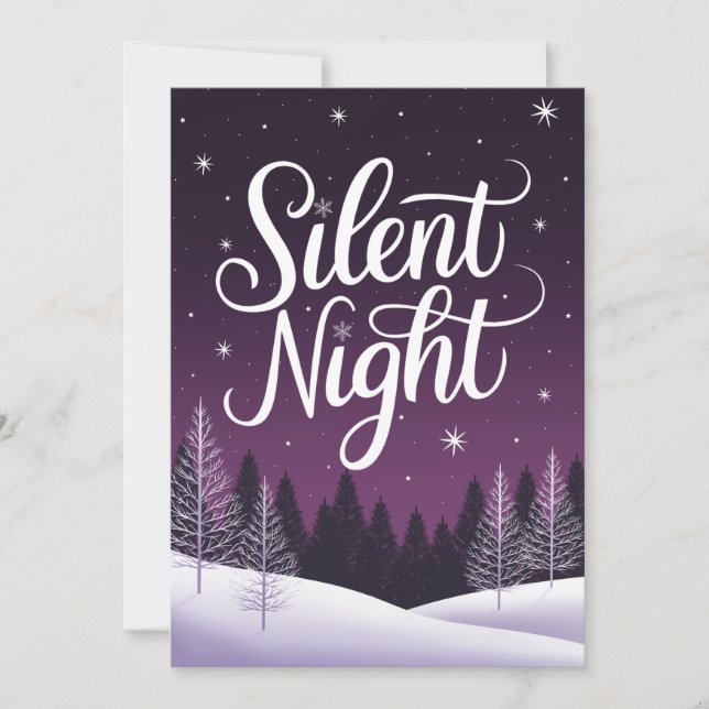 Elegant Purple Silent Night Christmas Card (Front)