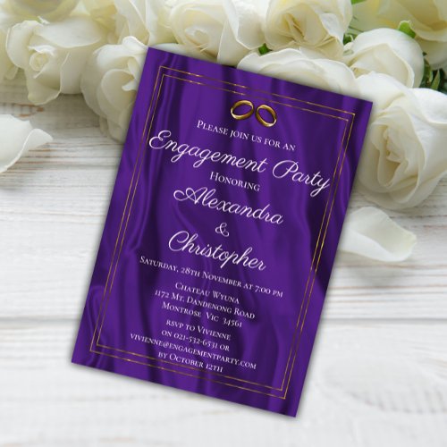 Elegant Purple Silk Engagement Party Invitation