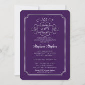 Elegant Purple | Silver College Graduation Party Invitation (Front)