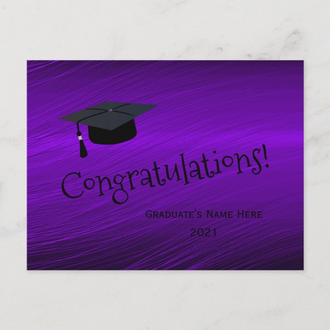 Elegant Purple Silver Congratulations Graduation Postcard (Front)