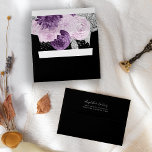 Elegant Purple Silver Floral Black Wedding Envelope<br><div class="desc">The inside of this elegant modern wedding invitation envelope features a purple and lavender watercolor floral design trimmed with faux silver glitter. Customize the back flap with the names of the bride and groom in light silver gray handwriting script and return address in copperplate font on a black background.</div>