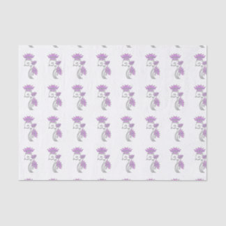 Elegant Purple & Silver Floral Jewel Tissue Paper
