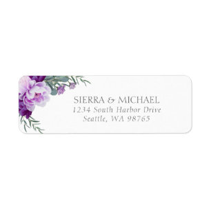 Elegant Purple & Silver Floral Return Address Label