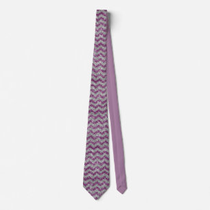Elegant Purple Silver Glitter Chevron Zig Zag Neck Tie