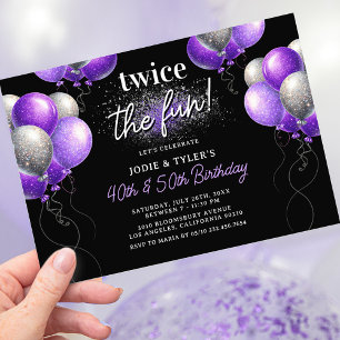 Elegant Purple Silver Joint Birthday Invitation