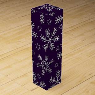 Elegant Purple & Silver Snowflakes Christmas Wine Box