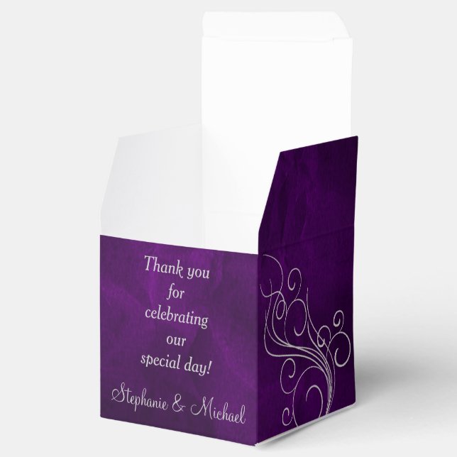 Elegant Purple Silver Swirl Favor Box (Opened)