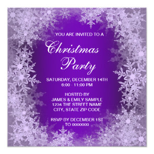Purple Christmas Party Invitations & Announcements | Zazzle