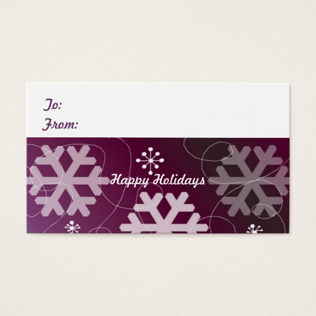Elegant Purple Snowflake Gift Tag (Front)