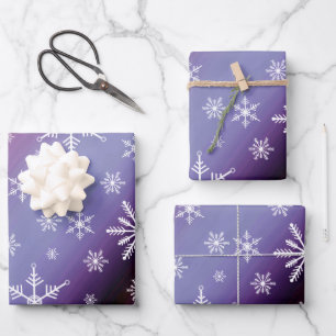 Elegant Purple Snowflake Gradient Gift Wrapping Paper Sheets