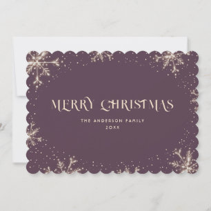 Elegant Purple Snowflake Snow Merry Christmas Card