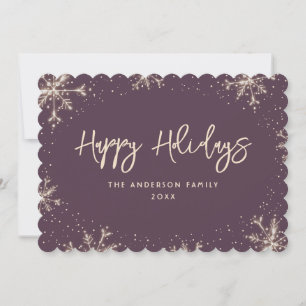 Elegant Purple Snowflake Snow Winter Holiday Card