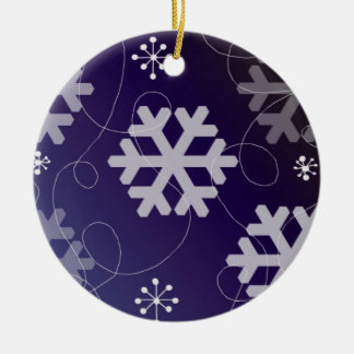 Elegant Purple Snowflakes Ceramic Ornament