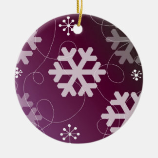 Elegant Purple Snowflakes Ceramic Ornament