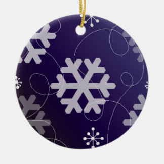 Elegant Purple Snowflakes Ceramic Ornament
