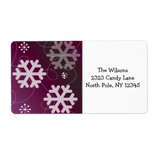 Elegant Purple Snowflakes Label
